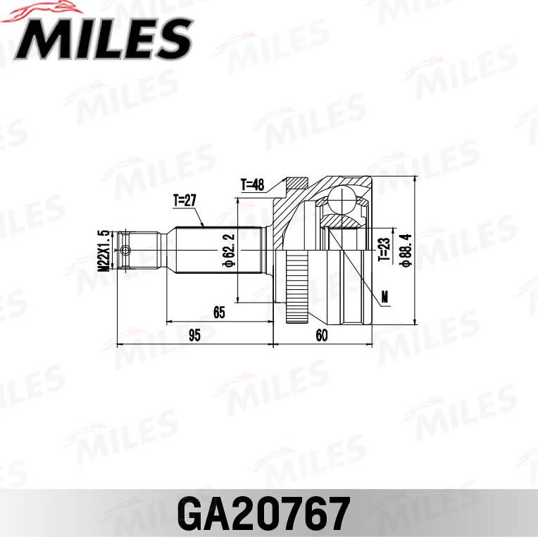 Miles GA20767 - Шарнірний комплект, ШРУС, приводний вал autocars.com.ua