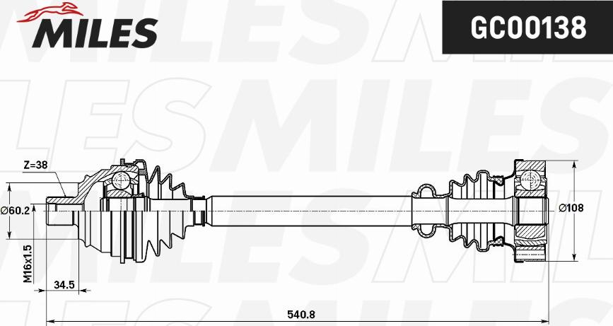 Miles GC00138 - Приводний вал autocars.com.ua