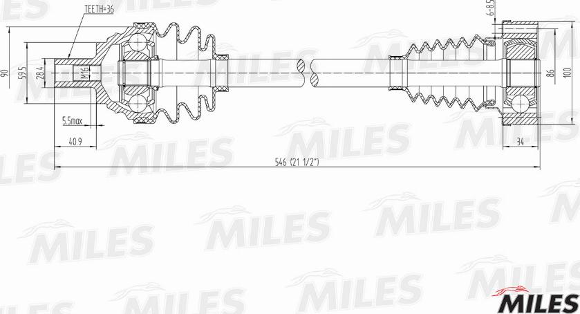 Miles GC01002 - Приводной вал avtokuzovplus.com.ua