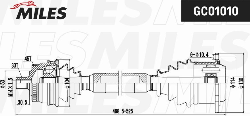Miles GC01010 - Приводной вал avtokuzovplus.com.ua