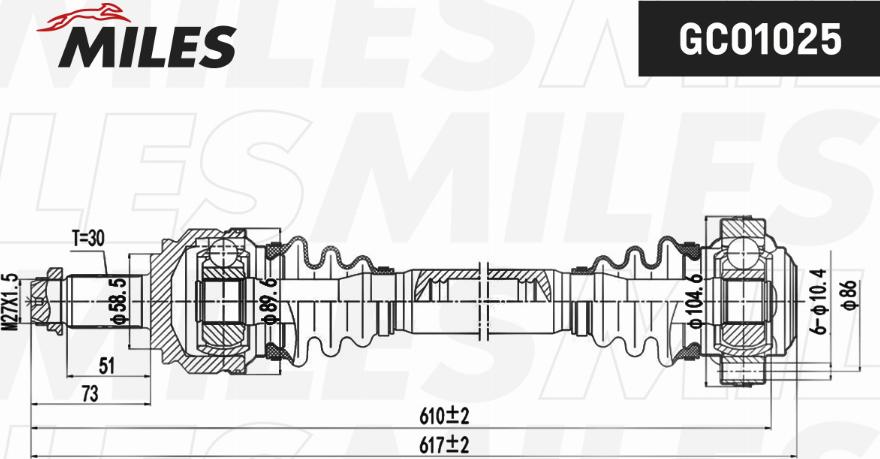 Miles GC01025 - Приводний вал autocars.com.ua