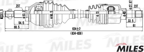 Miles GC01052 - Приводной вал avtokuzovplus.com.ua