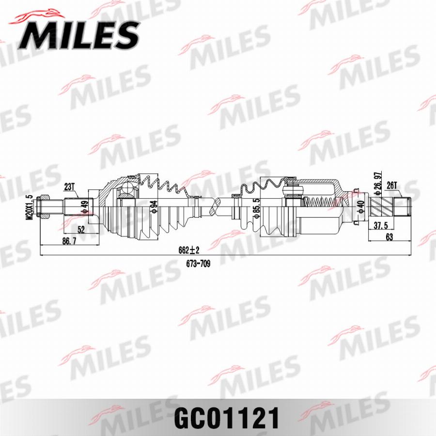 Miles GC01121 - Приводний вал autocars.com.ua