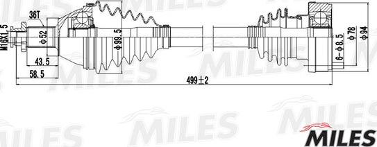 Miles GC01124 - Приводний вал autocars.com.ua