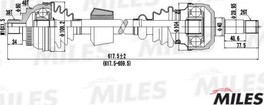 Miles GC01136 - Приводний вал autocars.com.ua