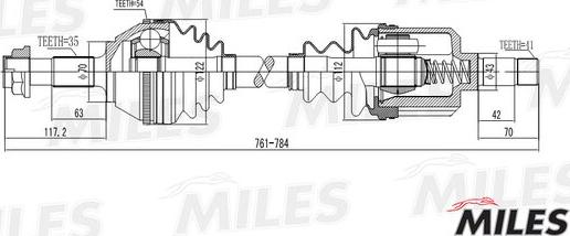 Miles GC01147 - Приводной вал avtokuzovplus.com.ua