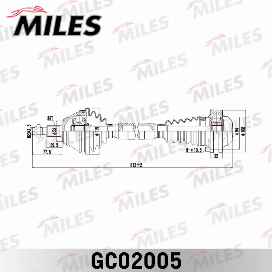 Miles GC02005 - Привод в сборе AUDI A3-SKODA OCTAVIA-VW GOLF-BORA 1.9TD-2.8 98- прав. autodnr.net