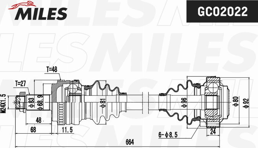 Miles GC02022 - Приводний вал autocars.com.ua