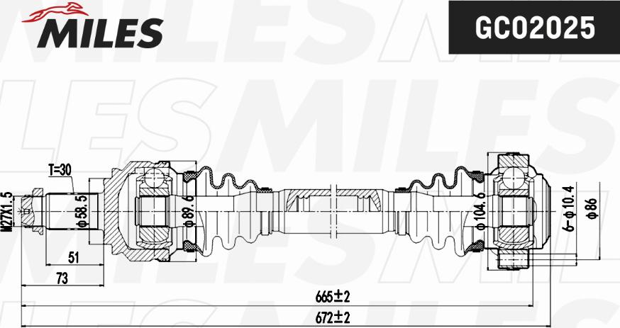 Miles GC02025 - Приводний вал autocars.com.ua