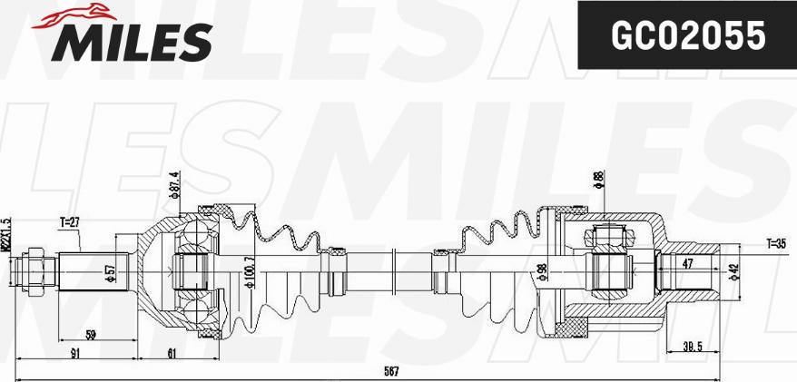 Miles GC02055 - Приводной вал avtokuzovplus.com.ua