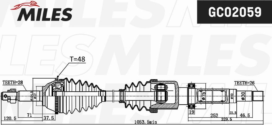 Miles GC02059 - Приводной вал avtokuzovplus.com.ua