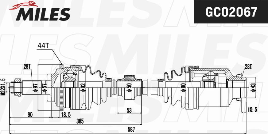 Miles GC02067 - Приводний вал autocars.com.ua