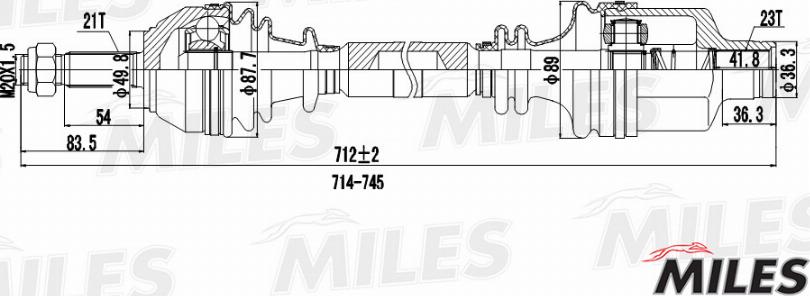 Miles GC02106 - Приводной вал avtokuzovplus.com.ua