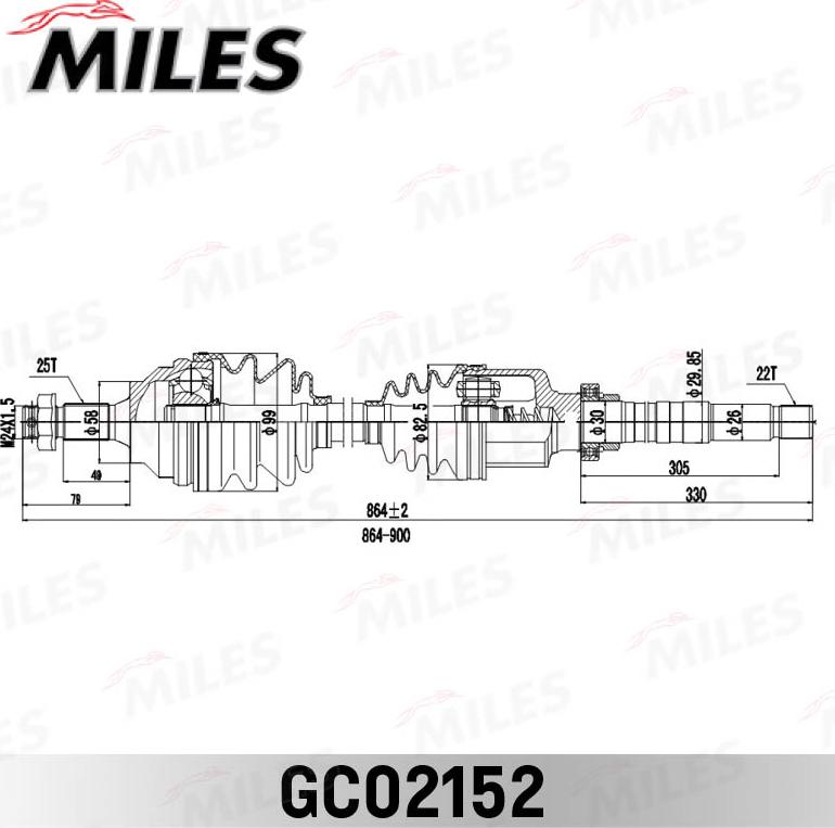 Miles GC02152 - Приводной вал avtokuzovplus.com.ua