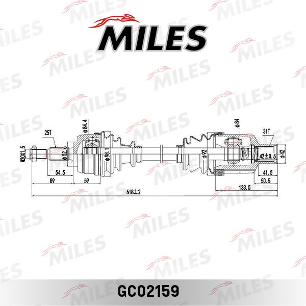 Miles GC02159 - Приводний вал autocars.com.ua