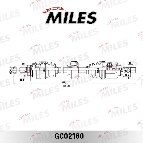 Miles GC02160 - Приводной вал avtokuzovplus.com.ua