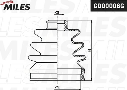 Miles GD00006G - Пильник, приводний вал autocars.com.ua