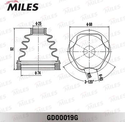 Miles GD00019G - Пильник, приводний вал autocars.com.ua