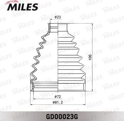 Miles GD00023G - Пильник, приводний вал autocars.com.ua