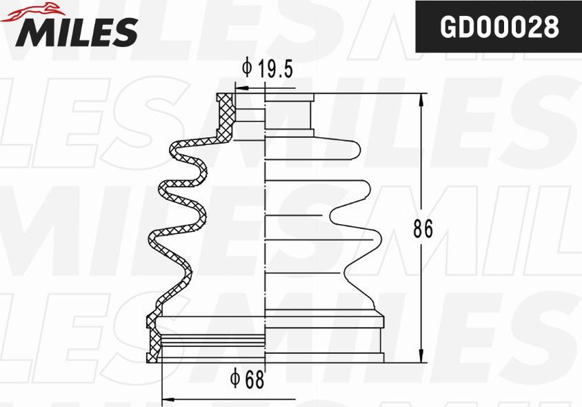 Miles GD00028 - Пильник, приводний вал autocars.com.ua