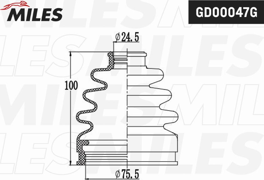 Miles GD00047G - Пильник, приводний вал autocars.com.ua