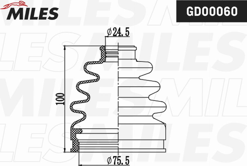 Miles GD00060 - Пильник, приводний вал autocars.com.ua