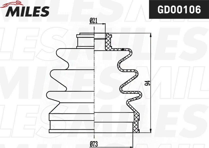 Miles GD00106 - Пыльник, приводной вал avtokuzovplus.com.ua