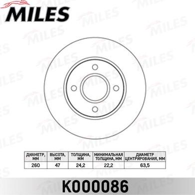 Miles K000086 - Гальмівний диск autocars.com.ua