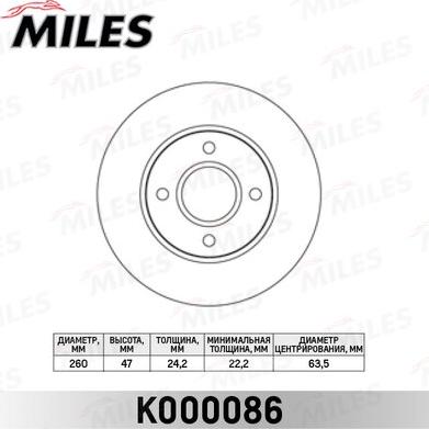 Miles K000086 - Тормозной диск avtokuzovplus.com.ua