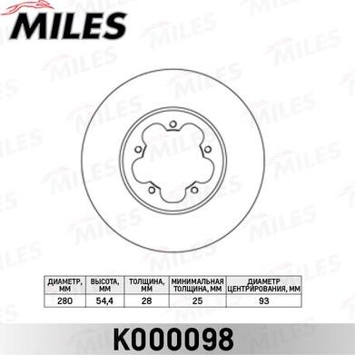 Miles K000098 - Тормозной диск avtokuzovplus.com.ua