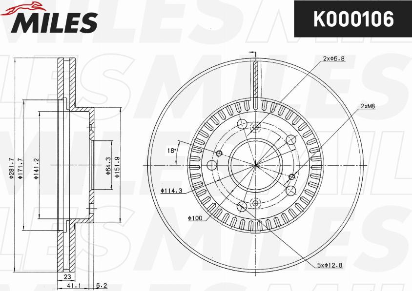 Miles K000106 - Гальмівний диск autocars.com.ua