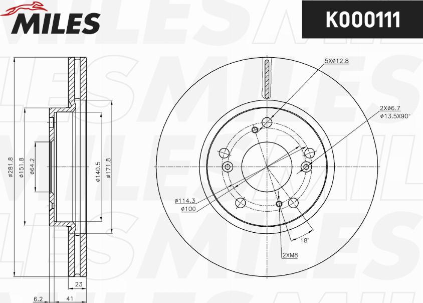 Miles K000111 - Гальмівний диск autocars.com.ua