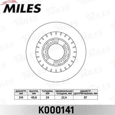 Miles K000141 - Тормозной диск avtokuzovplus.com.ua