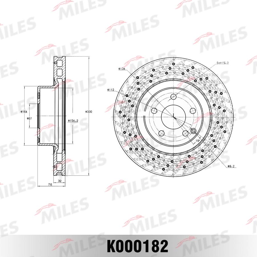 Miles K000182 - Тормозной диск avtokuzovplus.com.ua