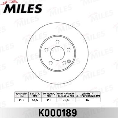 Miles K000189 - Тормозной диск avtokuzovplus.com.ua