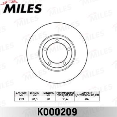 Miles K000209 - Тормозной диск avtokuzovplus.com.ua