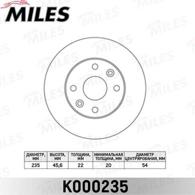 Miles K000235 - Гальмівний диск autocars.com.ua
