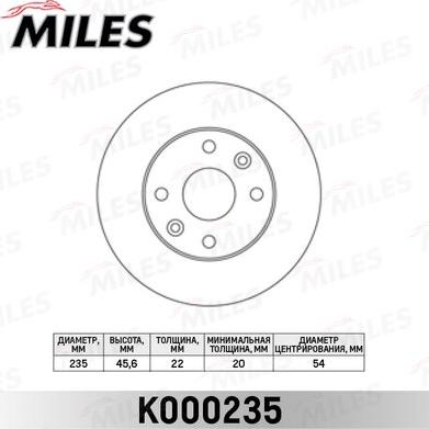 Miles K000235 - Тормозной диск avtokuzovplus.com.ua