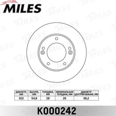 Miles K000242 - Тормозной диск avtokuzovplus.com.ua