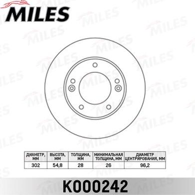 Miles K000242 - Гальмівний диск autocars.com.ua