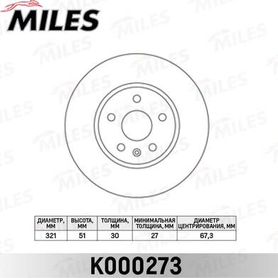 Miles K000273 - Гальмівний диск autocars.com.ua