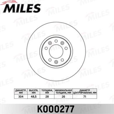 Miles K000277 - Гальмівний диск autocars.com.ua