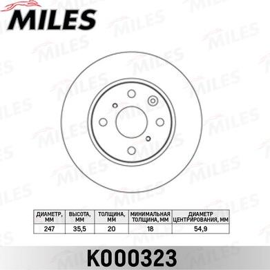 Miles K000323 - Гальмівний диск autocars.com.ua