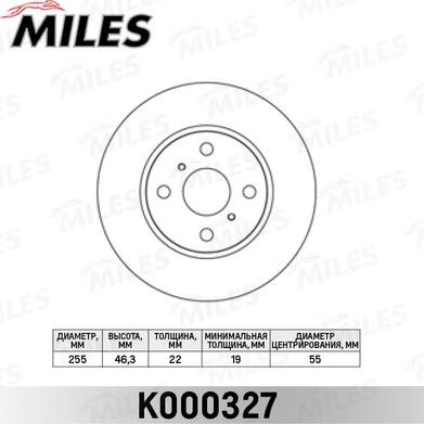 Miles K000327 - Гальмівний диск autocars.com.ua