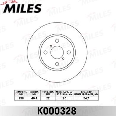 Miles K000328 - Тормозной диск avtokuzovplus.com.ua