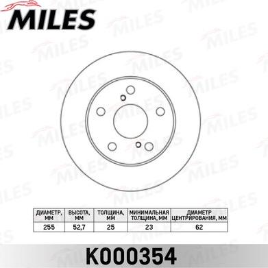 Miles K000354 - Гальмівний диск autocars.com.ua