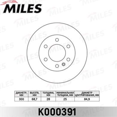 Miles K000391 - Тормозной диск avtokuzovplus.com.ua