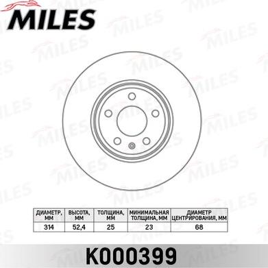Miles K000399 - Гальмівний диск autocars.com.ua