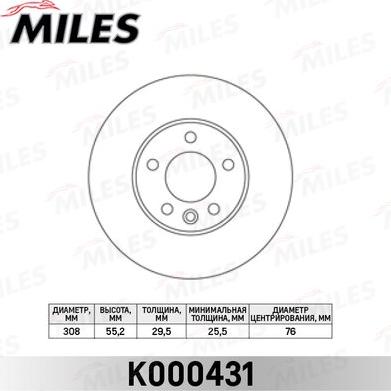 Miles K000431 - Гальмівний диск autocars.com.ua