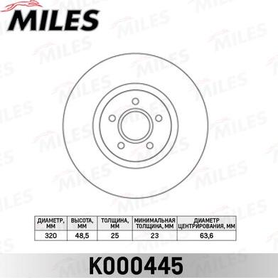 Miles K000445 - Тормозной диск avtokuzovplus.com.ua